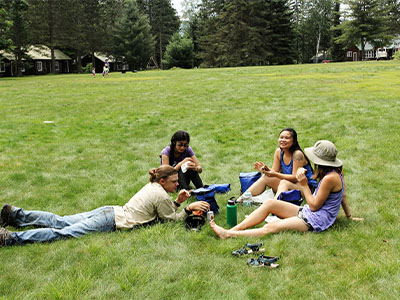 students relaxing at the quad