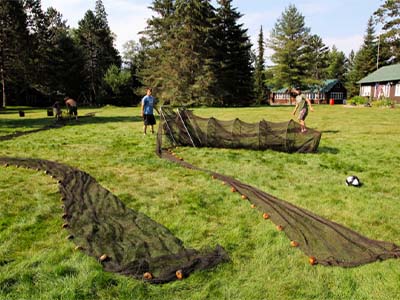 Spreading out the nets on dry quad