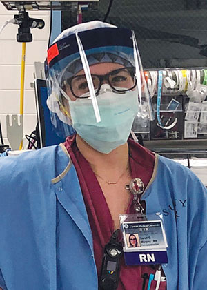 Sarah Murphy wearing protective gear