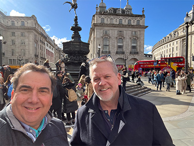 Daniel Robison and Tom O'Meara in England