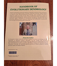 Back of Handbook of Evolutionary Dendrology with a photo of the author Dr. Donald Fulton