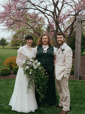 Bride Lauren Perry and Groom Nathan Hengy with their officiant Julia Rossi