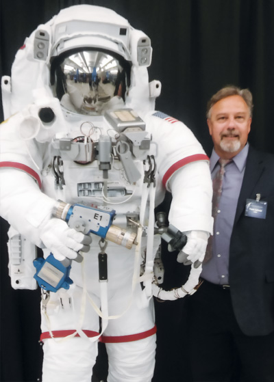 Frank Calovini with astronaut suit