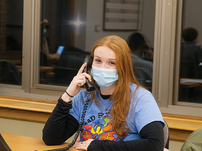 a student making a phone call