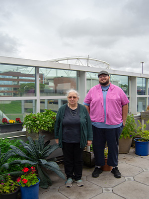 Dr. Lee Newman and Daniel Collins on roof of the Syracuse VA Medical Center